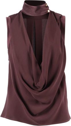 Elisabetta Franchi Sleeveless Tops, female, Brown, Size: M Draped Top