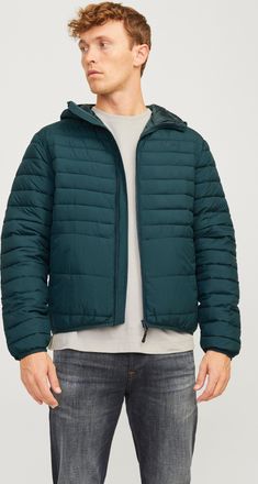 Jack & Jones Steppjacke JACK & JONES JJESTATE PACKABLE PUFFER HOOD NOOS, Herren, Gr. S, gr&uuml;n (magical forest), Web, Obermaterial: 100% Polyester, unifarben, regula