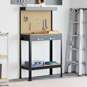 vidaXL vidaXL Banco da lavoro con cassetto Nero 81 x 41 x 145 cm