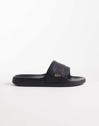 Lacoste Serve - Sliders ibride nere con logo-Nero