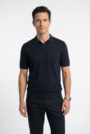 Olymp Poloshirt OLYMP Strick Casual, Herren, Gr. XXL, marine, Feinstrick, Obermaterial: 50% Baumwolle, 50% Lyocell, unifarben, regular fit h&uuml;ftbedeckend, Ri