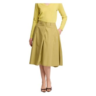 Kocca Midi Skirts, female, Green, Size: M Flowing Mid Length Pleated Skirt