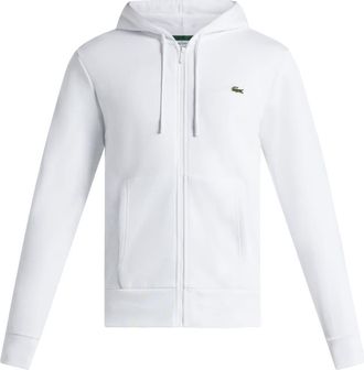 Lacoste logo-patch zipped sweatshirt - men - Cotton/Recycled Polyester/Organic Cotton - 6 - White