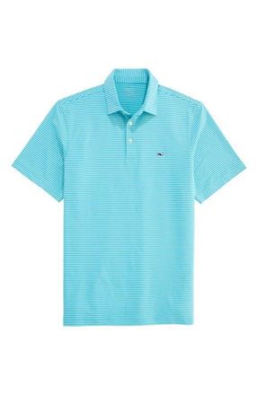Vineyard Vines Stripe Sankaty Short Sleeve Performance Polo in Blue/ocean Breeze at Nordstrom, Size X-Large