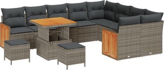 vidaXL Garden Sofa Set 12 pcs Grey, Dark grey 80 x 80 x 71 cm Vidaxl