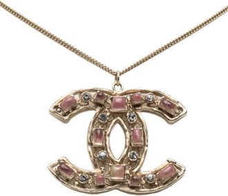 Chanel 2008 vergulde CC halsketting met kristallen hanger - Goud