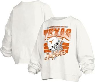 Pressbox Womens Pressbox White Texas Longhorns Janice Retro Logo Oversized Pullover Sweatshirt at Nordstrom, Size X-Large
