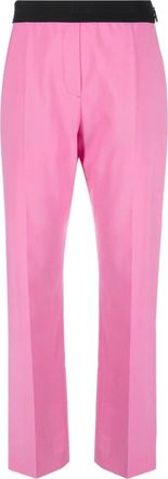 Msgm logo-waistband tapered trousers - women - Spandex/Elastane/Virgin Wool/Polyester - 40 - Pink