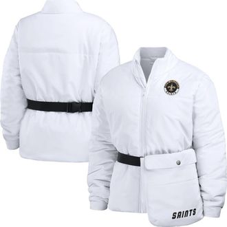 WEAR by Erin Andrews Womens WEAR by Erin Andrews White New Orleans Saints Packaway Full-Zip Puffer Jacket at Nordstrom, Size Xx-Large