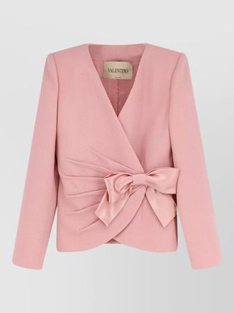 Valentino crepe wool blazer bow neckline design