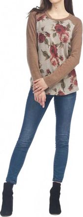 Papillon Floral Print Top In Taupe