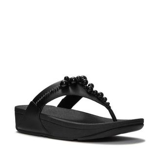 FitFlop Lulu Beaded Toe-Post Sandals in All Black at Nordstrom, Size 11