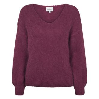 Americandreams Milana LS Alpaca Pullover - Dames - V-hals truien - Paars - S - Wol - Truien & Vesten