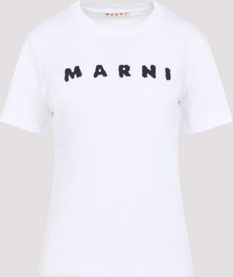 Marni White jersey Logo T-shirt