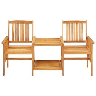 Berkfield Home Garden Chairs with Tea Table 159x61x92 cm Solid Acacia Wood in Brown | Size: 159 x 61 x 92 cm