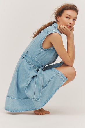 Derek Lam Sleeveless Belted Denim Mini Dress