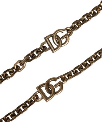 Dolce & Gabbana Womens Black Leather Gold Chain Bag Accessory Shoulder Strap Real Brass Zamak Calf