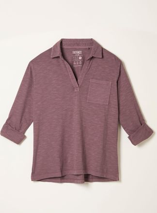 Fat Face FatFace Paige Dusky Purple Jersey V-neck Shirt