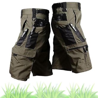 Generic KangoSport Mens Outdoor Shorts, Tactical Camouflage Cargo Shorts, Mens Multi-Pocket Overalls Cargo for Hiking Fishing (Green,XL)