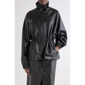 Givenchy Gathered Leather Jacket in Black at Nordstrom, Size 10 Us