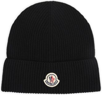 Moncler Black Logo Beanie Hat