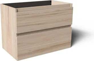 Saniclass Vita Badkamermeubelset - 80x60x46cm -2 lades - greeploos - 1 wasbak - 1 kraangat - overloop - keramiek - licht eiken