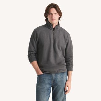 Nautica Mens Classic Fit Piqu Fleece Quarter-Zip Sweatshirt