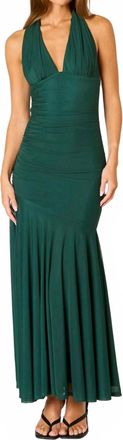 Cotton Candy L.A. Marisela Mesh Drop Waist Maxi Dress In Hunter Green