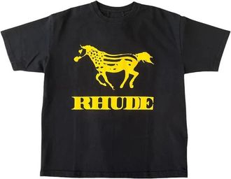 Rhude Racing Crest T-shirt - Heren - T-shirts - Zwart - 2XL - Katoen - Tops