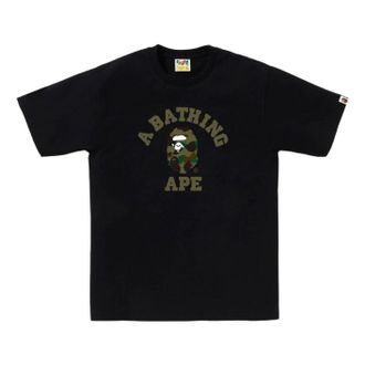 A Bathing Ape BAPE 1st Camo College T-Shirt Black Green 1M30-110-013-BLKGRN