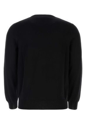 Alexander McQueen Mens Black Wool Sweater Blacksilver Exterior: Maglieria