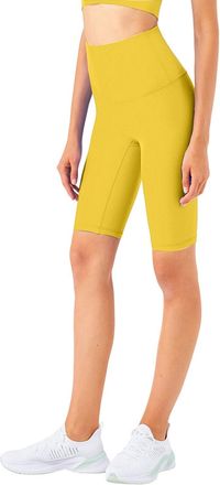 Generic High Waisted Running Shorts for Women | Lightweight 4 Inseam with Anti-Chafe Design - Perfect for 5K, 10K Runs, Track Training & Summer Workouts, Yell