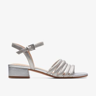 Clarks Womens Seren25 Part Silver Metallic Sandals - Size UK 7
