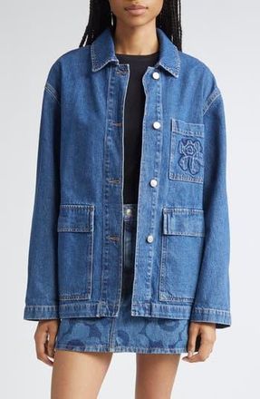 Marimekko Maridenim Poweri Unikko Denim Jacket in Worn Indigo at Nordstrom Rack, Size Medium