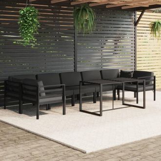 vidaXL Set Muebles De Jard&iacute;n 8 Pzas Y Cojines Aluminio Gris Antracita Vidaxl