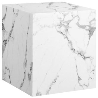 TecTake Mesa de centro, aspecto marmol, carga 45 kg, 45x45x50 cm, blanco