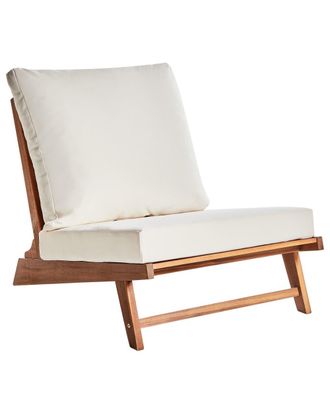Beliani Silla de jard&iacute;n con coj&iacute;n madera de acacia blanco crema