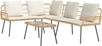 vidaXL Conjunto De Sof&aacute; De Jard&iacute;n 2 Pcs Natural Rat&aacute;n Sint&eacute;tico Vidaxl