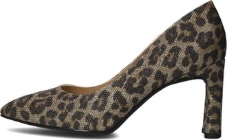 Unisa Bronzen Pumps met Puntige Neus en Blokhak - Dames - Pumps - Bruin - 40 EU - Schoenen