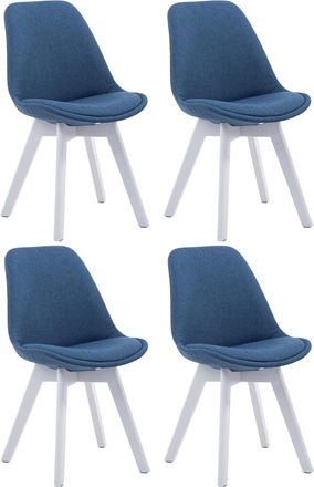 Clp Set De 4 Sillas Borneo Para Comedor En Tela Azul Blanco