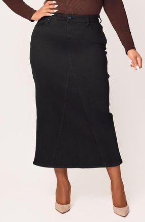 Slink Jeans Denim Midi Skirt in Black at Nordstrom, Size 12W