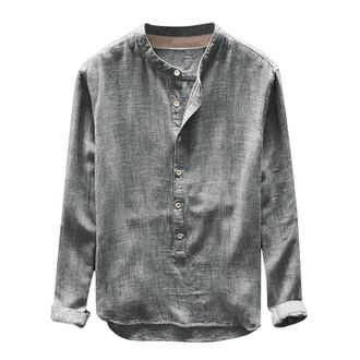 Generic Men Plain Shirts Linen Shirts Men Long Sleeve Classic Fit Casual Shirt Relaxed Fit Effortless Daily Looks Lightweight Breathable Lounge Wear Long Slee