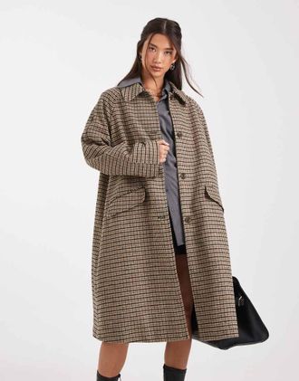 Asos Cappotto taglio medio a quadri heritage con fodera trapuntata-Multicolore