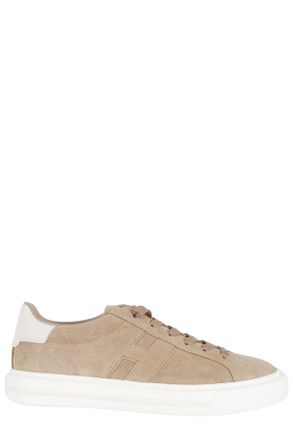 Hogan Sand H691 Laced Embossed-H Suede Sneakers