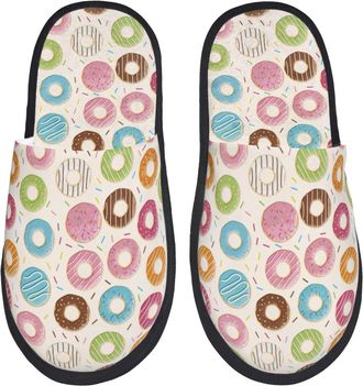 Generic Colorful Donuts Men Women House Shoes Cosy Shoes Breathable Slippers For Bedroom Indoor Winter M