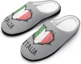 Generic Italian Flag Love Italy Italians Slippers Men Winter Warm Cotton Anti-Slip Indoor Slip-Ons House Shoes