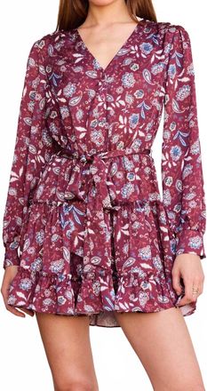 Skies Are Blue Clothing Arabella Mini Dress In Burgundy