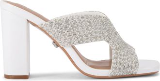 Carvela Womens Paparazzi Pearl Block Sandals - White - Size UK 4