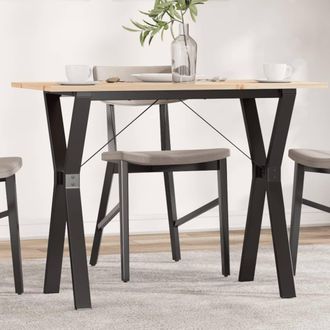 vidaXL Mesa De Comedor Marco Y Madera Maciza Pino Y Acero 100x50x75cm Vidaxl