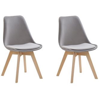 Beliani Beliani - Conjunto De 2 Sillas De Comedor De Terciopelo Gris Claro Madera Clara Dakota Ii